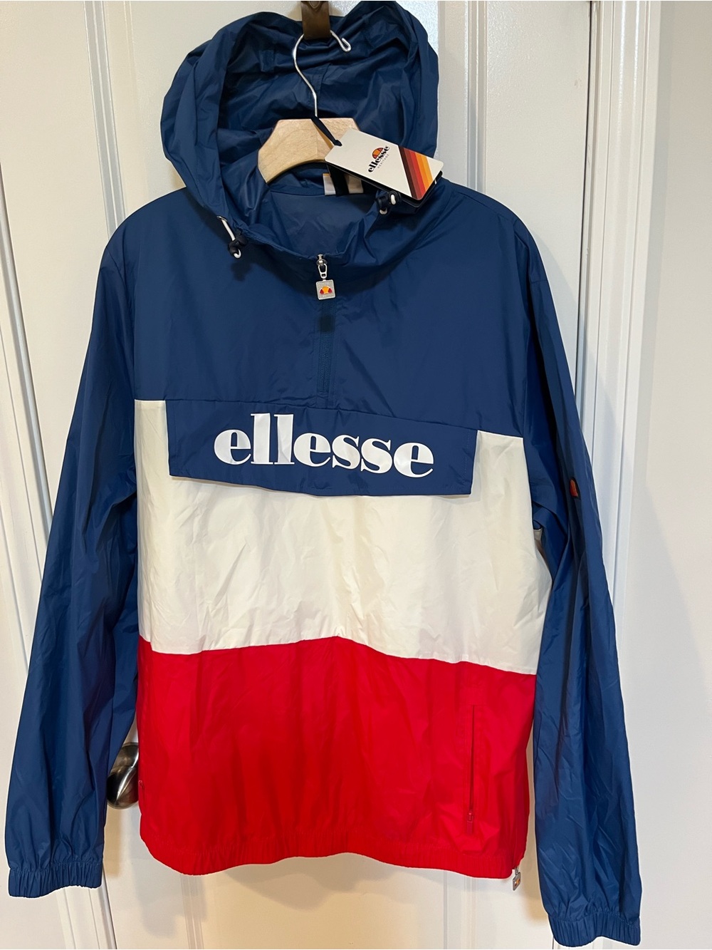 ellesse Navy White Red Colorblock Windbreaker Anorak